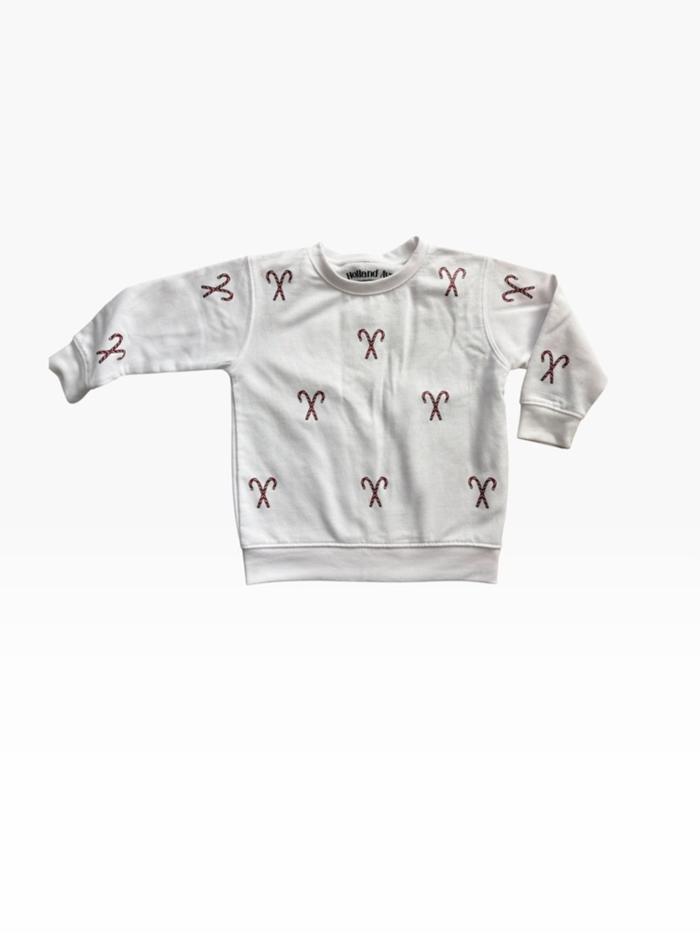 White Kids Sweatshirt with Red Candy Canes